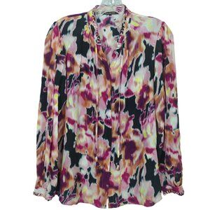 Kobi Halperin Mabel abstract Floral art career‎ soft elegant silk blouse size S
